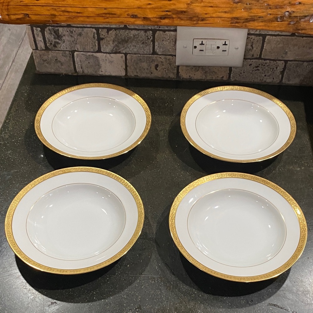 Antique France depose Gold Rimmed Dinner Bowls